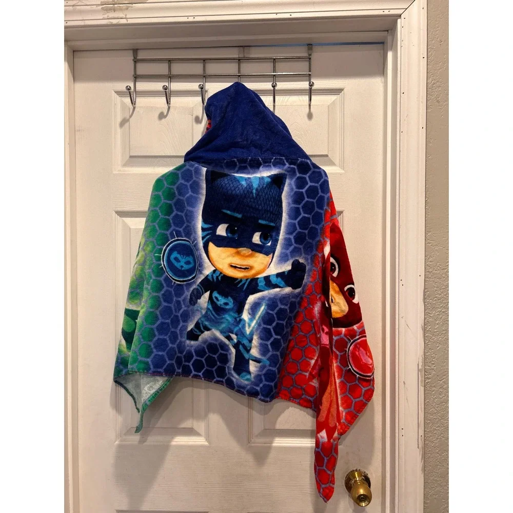 PJ Masks Hooded Bath Towel Kids Blue Red Green Catboy Owlette Gekko DIsney